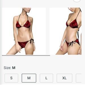 Red Floral Bikini Set